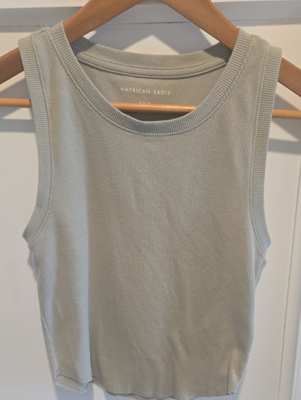 American Eagle Outfitters Ribbed Cropped Tank Top in Sage Green